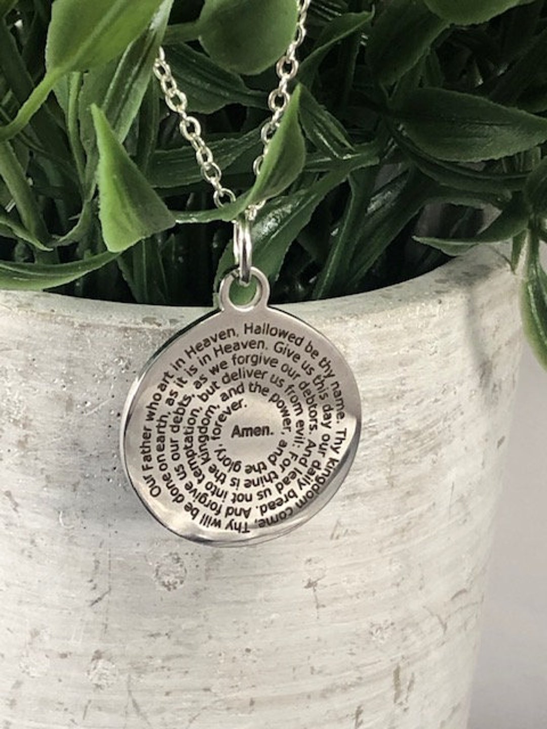 Lords prayer necklace stainless steel charm necklace inspirational