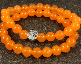 Orange Jade Bracelet Tree of Life Bracelets High Quality Beaded  Spiritual Bracelet  Healing Crystal Bracelet Orange