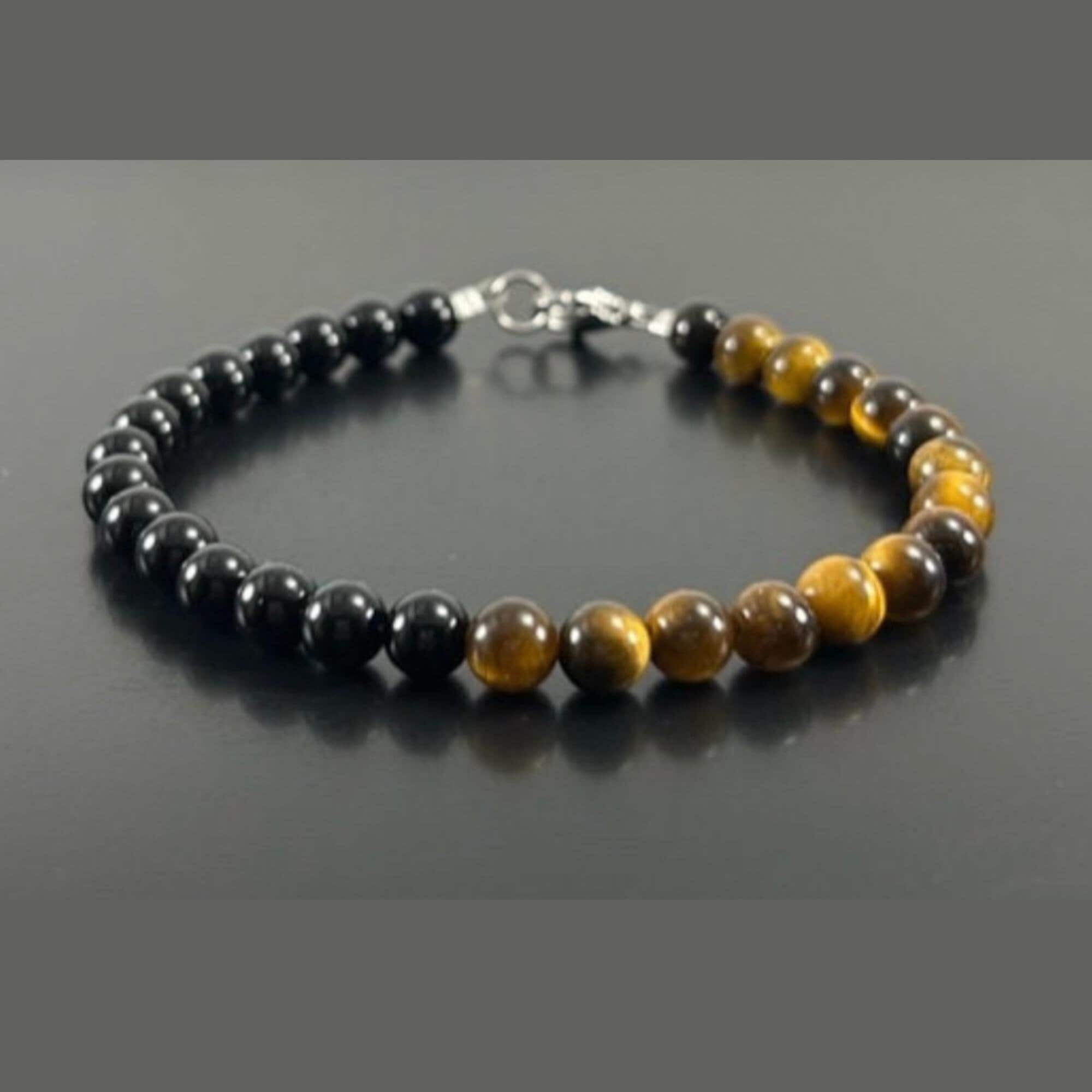 【AEKKI】4 Tigers Eye Gemstone Bracelet (約6mm+8mm) Mixed Tiger Eye Bracelet (4 mm, 6 mm, 8 mm or 10 mm