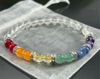 7 Chakra Gemstone Beaded Bracelet, Healing Crystals