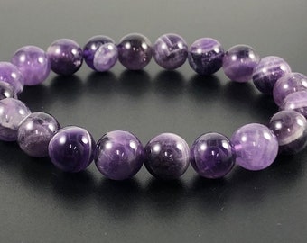 Genuine Amethyst Bracelet for Men or Women 10mm 8mm 6mm AAA Quality Amethyst Crystals Healing Gemstone Beaded Bracelet Amethyst Jewelry