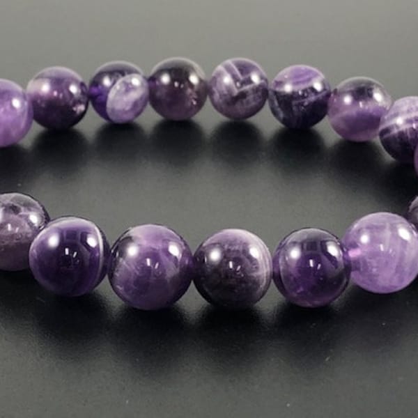 Genuine Amethyst Bracelet for Men or Women 10mm 8mm 6mm AAA Quality Amethyst Crystals Healing Gemstone Beaded Bracelet Amethyst Jewelry