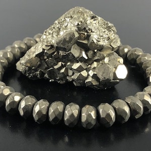 Genuine Pyrite Bracelet Wealth Abundance Bracelet  Bracelet Gemstone Bracelet Powerful Pyrite Affirmations Pyrite Bracelet Men Women