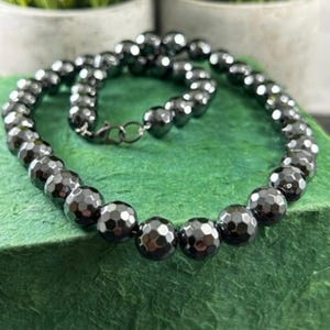 Hematite 10mm 8mm 6mm Necklace , Energy Protection Necklace , Beaded Necklace , Choker , Crystal Necklace for Men Women, Statement Necklace