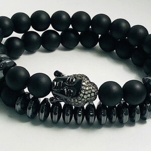 High Quality Matte Black Onyx Buddha Bracelet , Buddha Bracelet for Men, Women , Healing Crystal Bracelet,Unique Buddha Bracelet Set