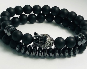 High Quality Matte Black Onyx Buddha Bracelet , Buddha Bracelet for Men, Women , Healing Crystal Bracelet,Unique Buddha Bracelet Set