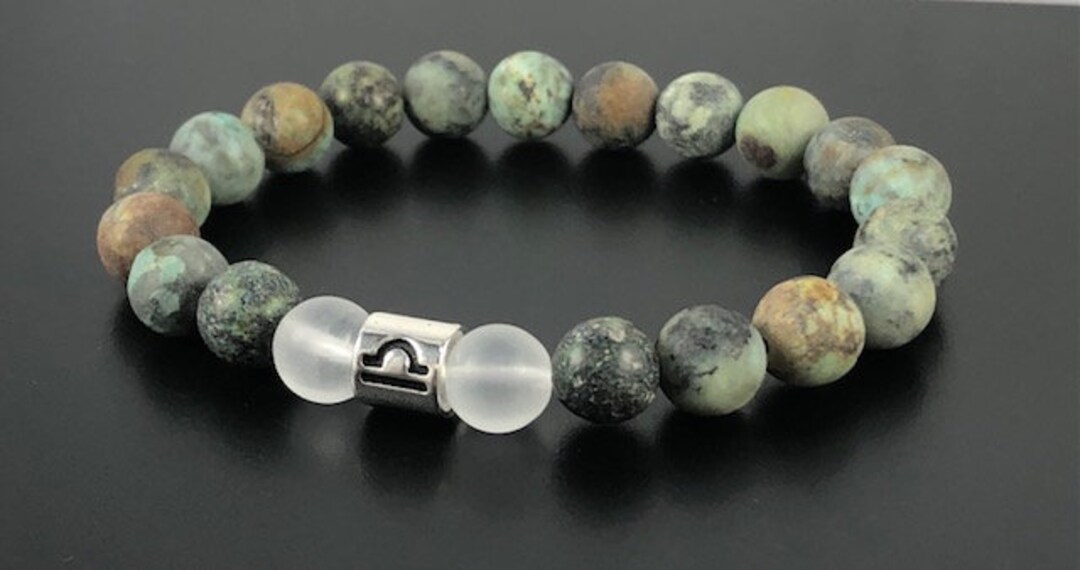 Libra Zodiac Bracelet , African Turquoise Bracelet , Gifts for Libra