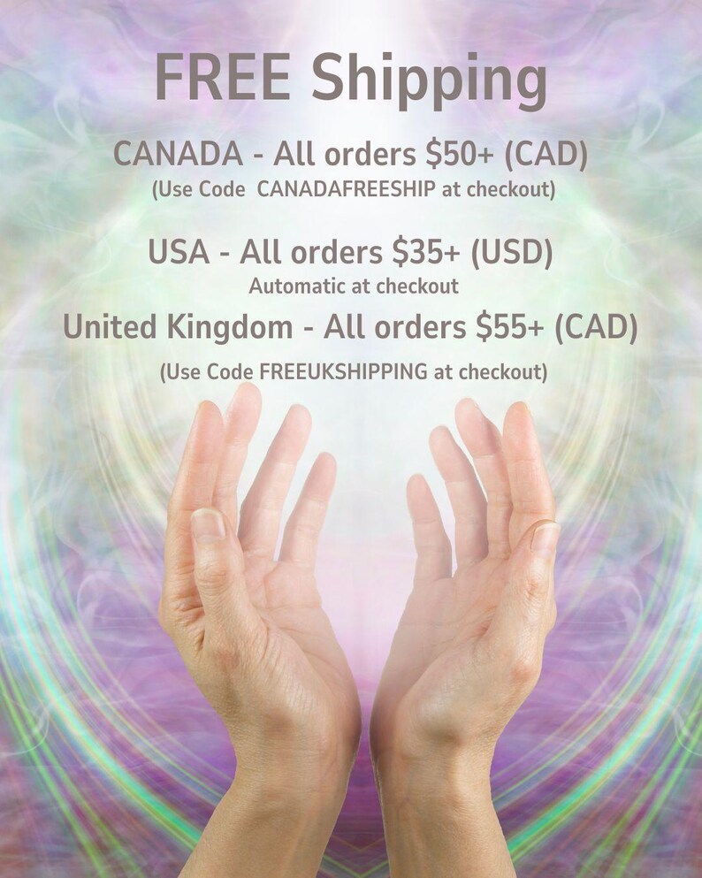 May include: A graphic featuring the text FREE Shipping, CANADA - All orders $50+ (CAD) (Use Code CANADAFREESHIP at checkout), USA - All orders $35+ (USD) Automatic at checkout, and United Kingdom - All orders $55+ (CAD) (Use Code FREEUKSHIPPING at checkout).