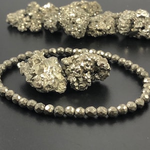 Dainty Pyrite Bracelet ,4mm ,Wealth Bracelet ,Abundance Bracelet ,Pyrite Crystals, Unique Pyrite Bracelet , Women Men Money Bracelet Gift