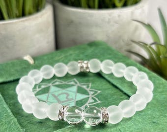 Genuine Clear Quartz Bracelet, 8mm, Women's Bracelet, Mens Bracelet, Genuine Clear Quartz Bracelet, Unique Clear Quartz Custom Bracelet