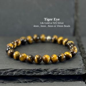 Tiger Eye Bracelet: 14K Gold, Healing Crystal Gemstone