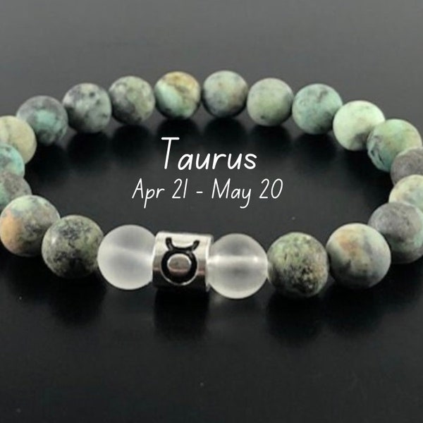 Taurus Bracelet ,African Turquoise Beaded Bracelet,Taurus Zodiac Bracelet , Bead Bracelet,Gifts for Taurus ,Zodiac Gifts, Mens Bracelet