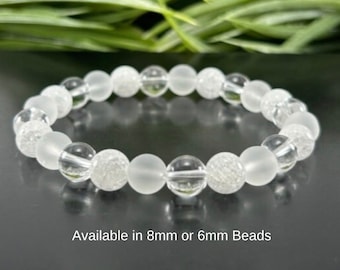 Natural Quartz Bracelet ,Healing Crystal Gemstone Bracelet , High Vibrational Bracelet , Meditation Bracelet , Beaded Bracelets , Men, Women