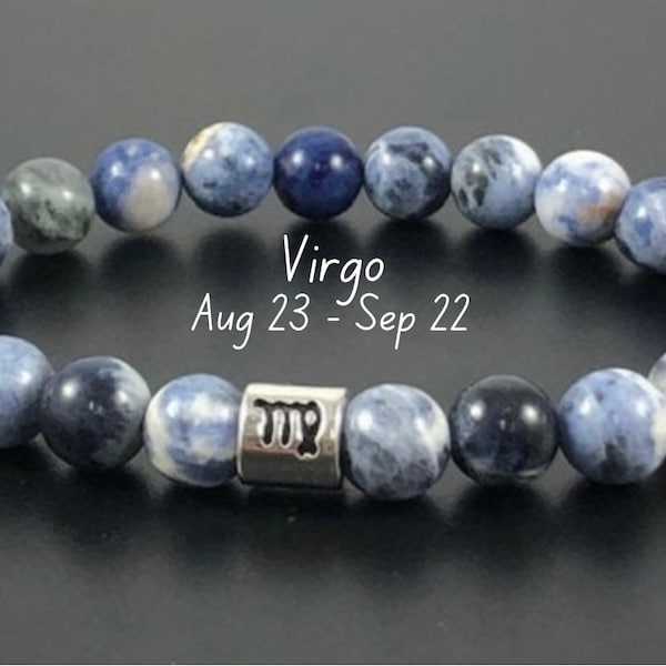 Virgo Bracelet ,Sodalite Bracelet , Crystal Bracelet, Zodiac Healing Crystal Bracelet , Blue Bead Bracelet,Gifts for Virgo, Zodiac Gifts