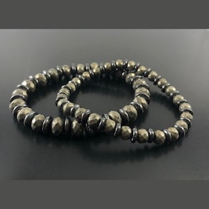 High Quality Genuine Pyrite Bracelet 6mm Pyrite Hematite , Wealth Abundance Bracelet, Energy Protection, Pyrite Healing Crystal Bracelet