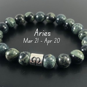 Kambaba Jasper Aries Bracelet ,Aries Zodiac Jewelry ,Aries Jewelry, Gifts for Aries ,Aries Gifts , Zodiac Bracelets for Men Women