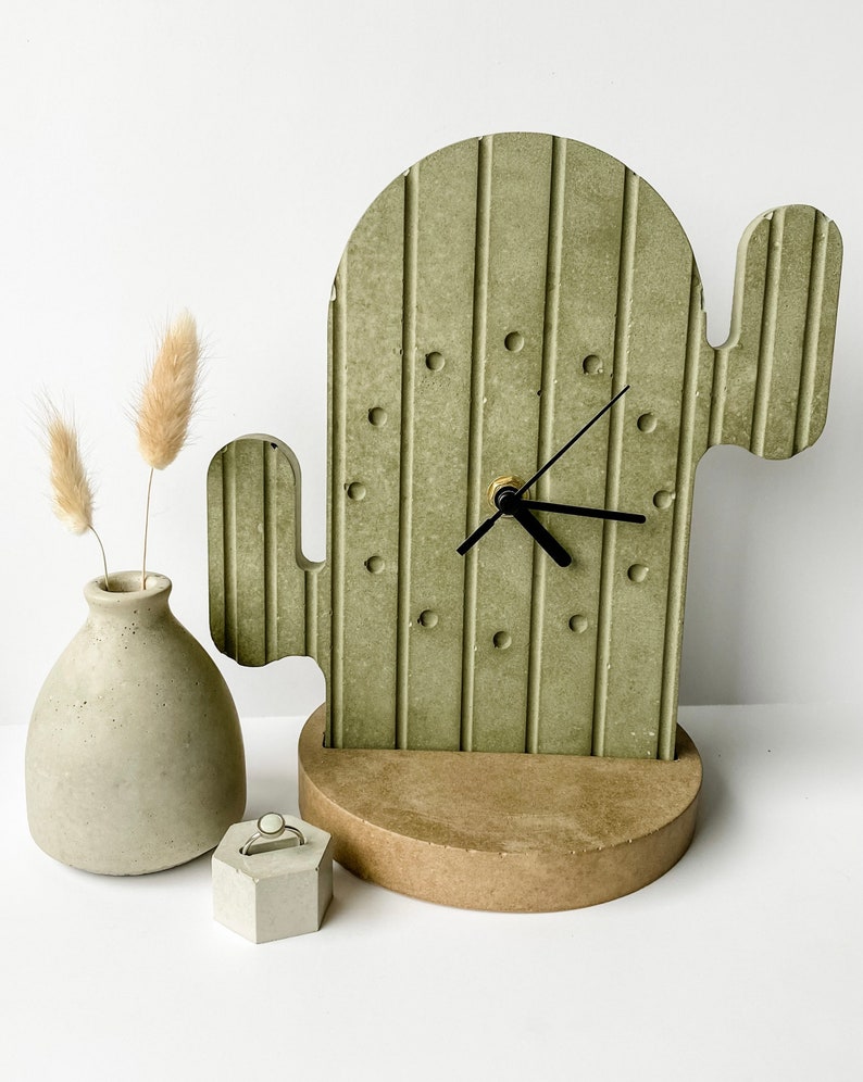 Cactus Clock | Concrete Cactus Clock | Concrete Clock | Clock | Cactus ...