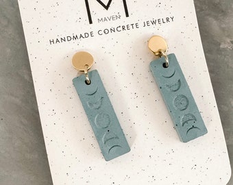 Large Moon Phase Dangle Earrings | Concrete Earrings | Moon Phase Earrings | Moon Phase | Stocking Stuffer | Gift for Her | Jewelry