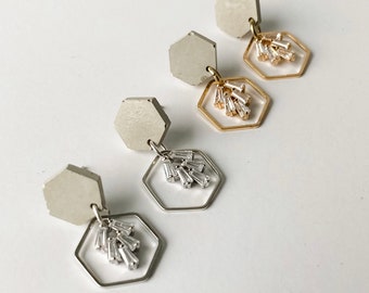 Concrete Jewelry | Concrete Earrings | Dangle Earrings | Hexagon Dangle Earrings | BLACK FRIDAY | Birthday Gift | Anniversary Gift