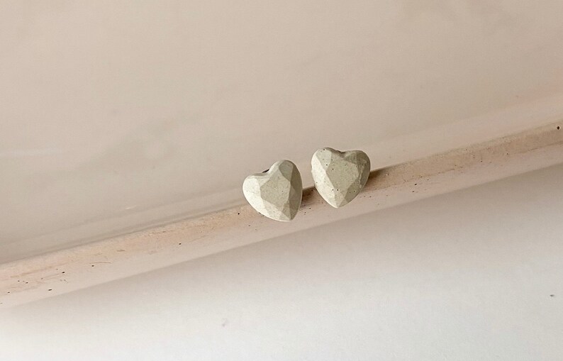 Geometric Heart Tiny Concrete Stud Earrings Concrete Jewelry Stud Earrings Earrings Jewelry Gift for Her BLACK FRIDAY image 1