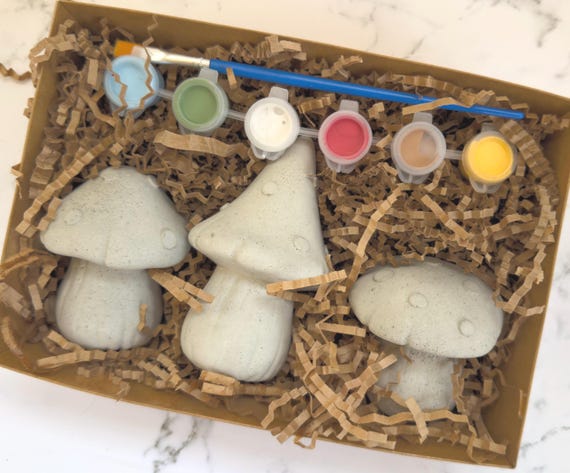 DIY Concrete Mushroom Paint Kit: Fun Craft Project for Kids & Adults
