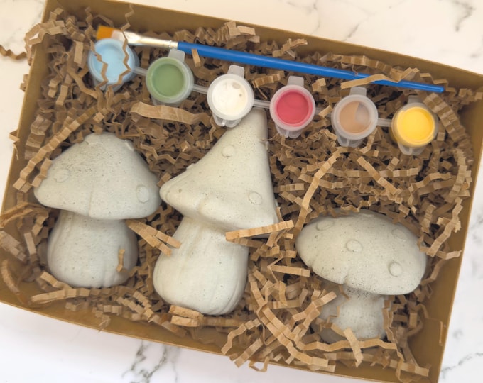 DIY Concrete Mushroom Paint Kit: Fun Craft Project for Kids & Adults