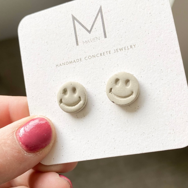 Smile Stud Earrings | Concrete Earrings | Fun Jewelry | Modern Jewelry | Chunky Earrings | Unique Jewelry | BLACK FRIDAY