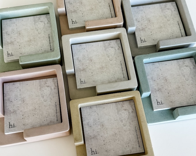 Concrete Sticky Note Holder | Concrete Decor | Office Decor | Office Organization | Modern Office Decor