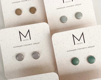 Pendientes de hormigón de colores / Pendientes de acero inoxidable / Joyas de hormigón / Pendientes de hormigón