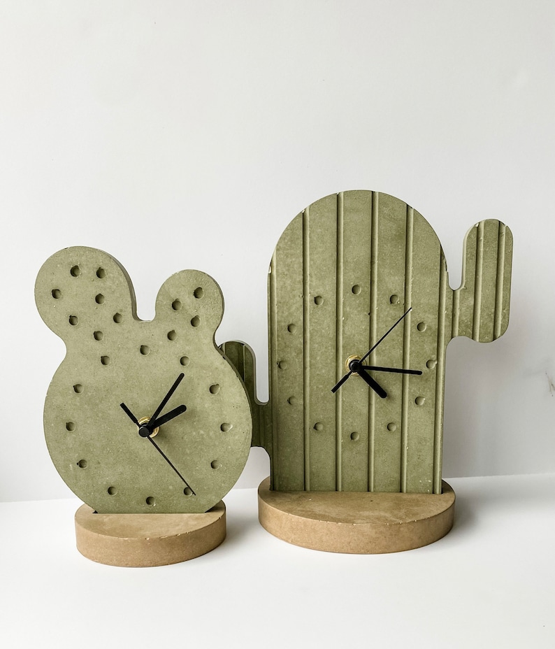 Cactus Clock | Concrete Cactus Clock | Concrete Clock | Clock | Cactus ...