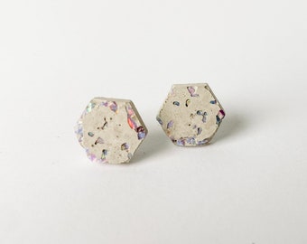 Crushed Lavender Opal Stud Earrings | Concrete Earrings | Stone Jewelry | Modern Jewelry | Chunky Earrings | Unique Jewelry | BLACK FRIDAY