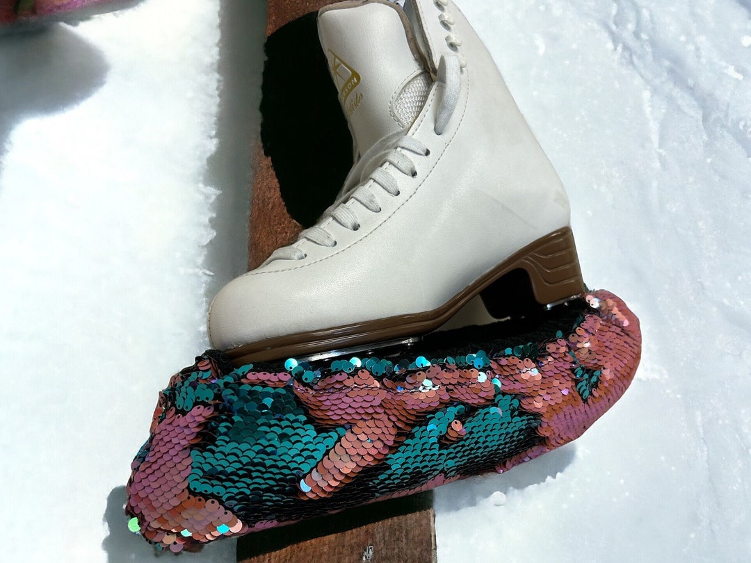 Color Change Sequin Figure Skate Blade Covers Terry Soaker Guard Sequin