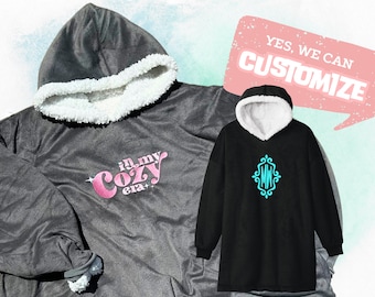 Personalized Wearable Blanket | Wearable Blanket | Blanket Poncho | Custom Embroidery Options | Monogram Snuggie | Oversized Hoodie |