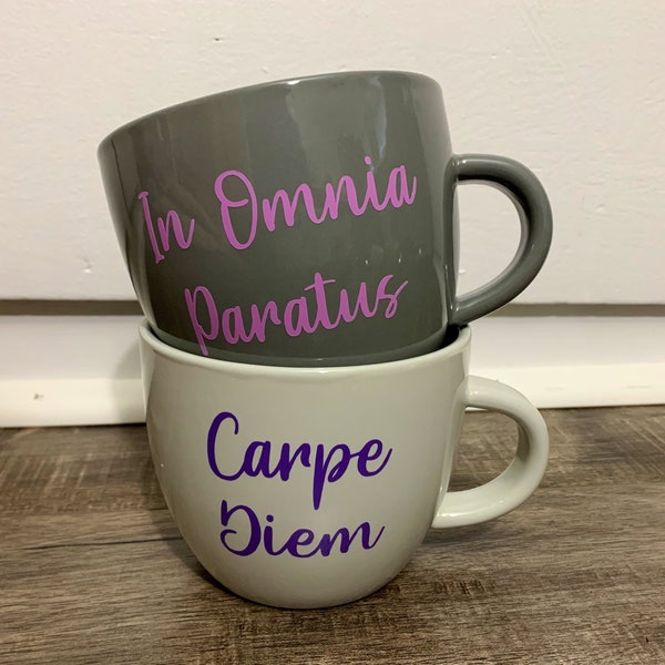 In Omnia Paratus Mug | Carpe Diem Mug | Latin Phrase Mug