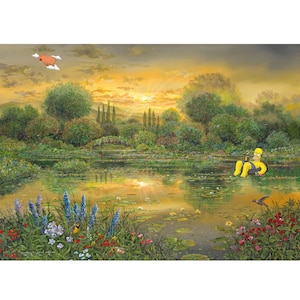 Homer che nuota Poster artistico Wallart Lillies