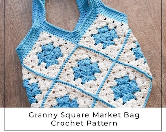 Grandma Square Market Bag Crochet Pattern - PATTERN ONLY