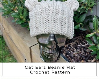 Cat Ears Beanie Crochet Pattern - PATTERN ONLY