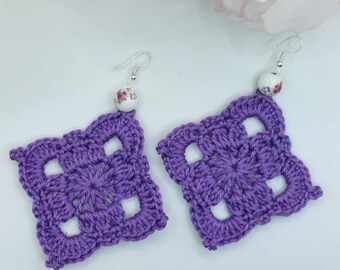Catherine Earrings - Crochet Earrings Jewellery - Violet