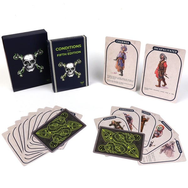 D&D Condition Cards for Fifth Edition | Compatible with Dungeons and Dragons | Dungeon Master Accessories | DnD Gifts | Fifth Edition Gifts