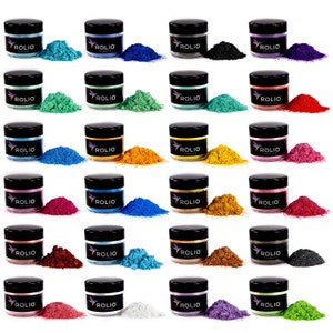 Mica Powder - 24 Pearlescent Color Pigments for Epoxy Resin, Silicone, Nail Polish, Makeup, Candle Making, Bath Bombs, Soap Making, Paint