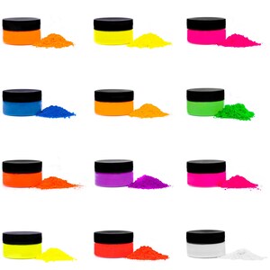 Rolio Fluorescent Neon Powder - 3g 12 Colors – Best for Nail Polish, Eye Shadow, Epoxy Resin, Candle Making, Soap Colorant