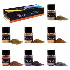 Metallic Mica Powder Pigment 7 Color Set for Epoxy Resin, Silicone, Nail Polish, Makeup, Candle Making, Cosmetics, Soap Making, Paint