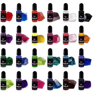 Rolio Resin Liquid Pigment Translucent Colors - 24 colors for Epoxy Resin, Jewelry Making, Acrylic paint, Art, DIY Crafts - 10 ml each