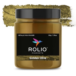 Golden Olive 50g Metallic Mica Powder Pigment for Epoxy Resin, Silicone, Nail Polish, Makeup, Candle Making, Cosmetics, Soap Making, Paint