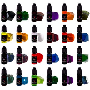 Rolio Resin Liquid Transparent Pigment - 24 colors for Epoxy Resin, UV Resin, 3D Printer, Jewelry Making, Art, DIY Crafts - 10 ml each