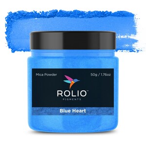 Mica Powder Blue Heart Color Pigment Powder for Epoxy Resin, Silicone, Nail Polish, Makeup, Candle Making, Bath Bombs, Soap Making, Paint