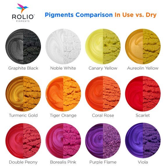 Rolio Chameleon Mica Powder, 10 Color Shift Powder Pigment for Epoxy Resin, Arts and Crafts, Jewelry, Tumbler, Painting, Nail Art - 10 Colors x 5G Jars