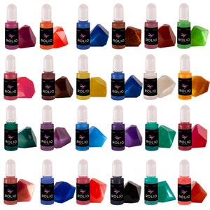 Rolio Resin Liquid Pigment Pearlescent Color - 24 colors for Epoxy resin, UV Resin, Jewelry Making, Crafts Decorations, DIY Art - 10 ml each