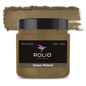 Mica Powder Green Walnut Color Pigment Powder for Epoxy Resin, Silicone, Nail Polish, Makeup, Candle Making, Bath Bombs, Soap, Paint