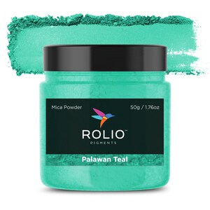 Mica Powder Palawan Teal Color Pigment Powder for Epoxy Resin, Silicone, Nail Polish, Makeup, Candle Making, Bath Bombs, Soap Making, Paint